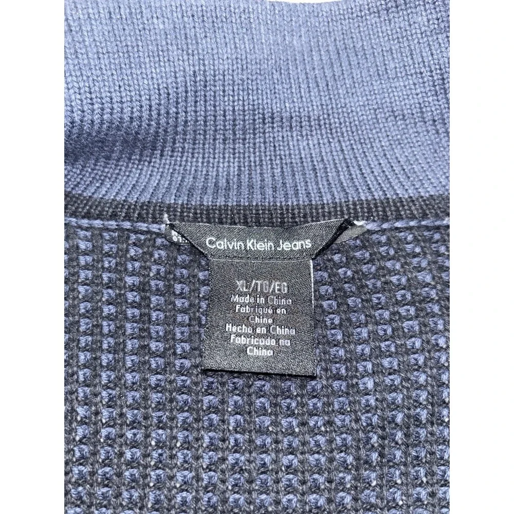 Calvin Klein Full Zip Sweater Waffle Texture Size XL - Picture 4 of 7